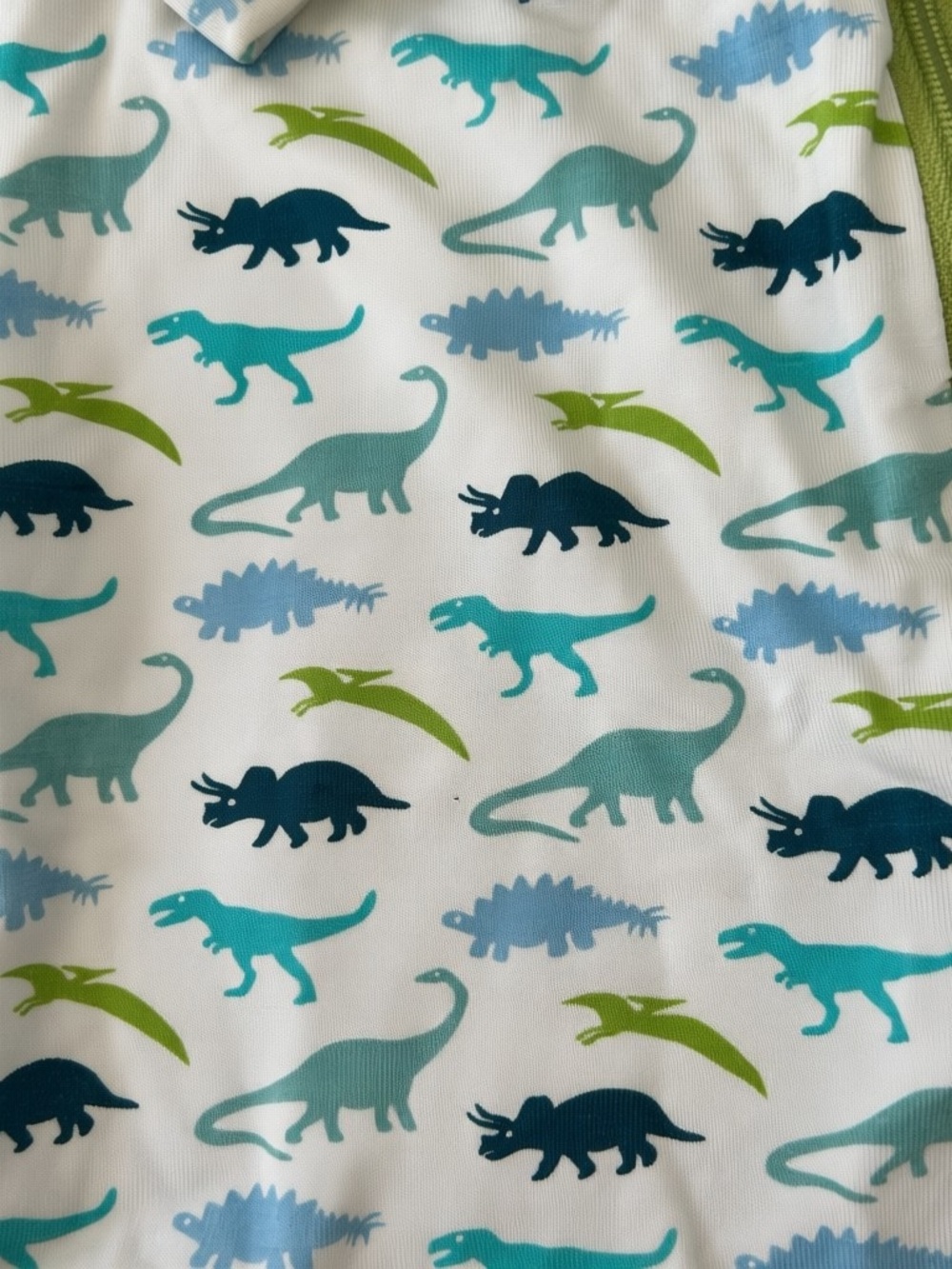 NWT Kickee Pants Bamboo White Green Blue Dinosaur Print Zipper Footed Pajamas - Picture 2 of 4